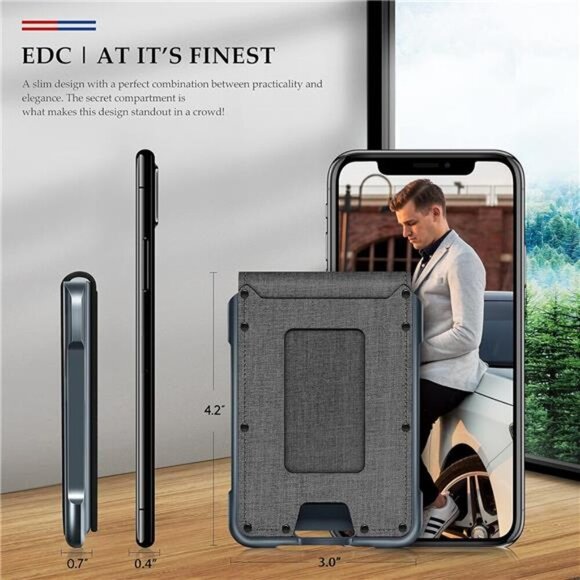 Mens Wallet Tactical Bifold Wallets for Men RFID Blocking Aluminum Cards Holder - Picture 3 of 7